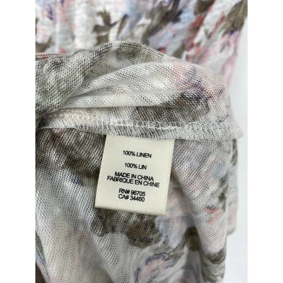 Rebecca Taylor Dress Womens Sz Large Penelope Olive Pink Linen Floral Tie Front - Picture 4 of 5